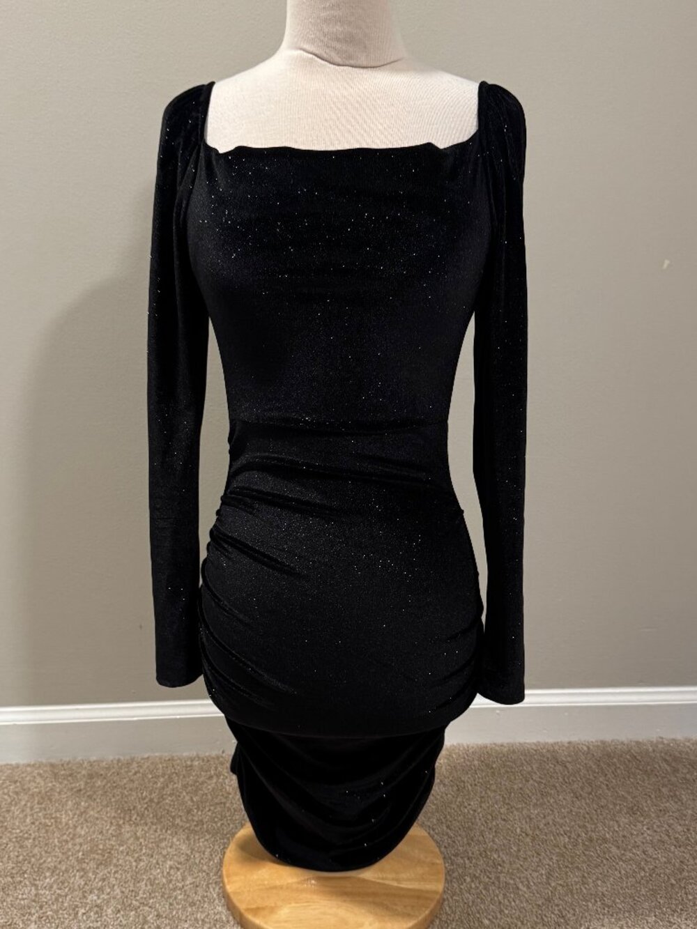Womens XS Altar'd State Sexy Black with Sparkles Bodycon Long Sleeved Dress